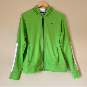 Sz L Nike Green Zip-Up Stretch Hoodie